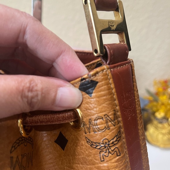 MCM VINTAGE COGNAC VISETOS DRAWSTRING HANDBAG - Picture 7 of 16